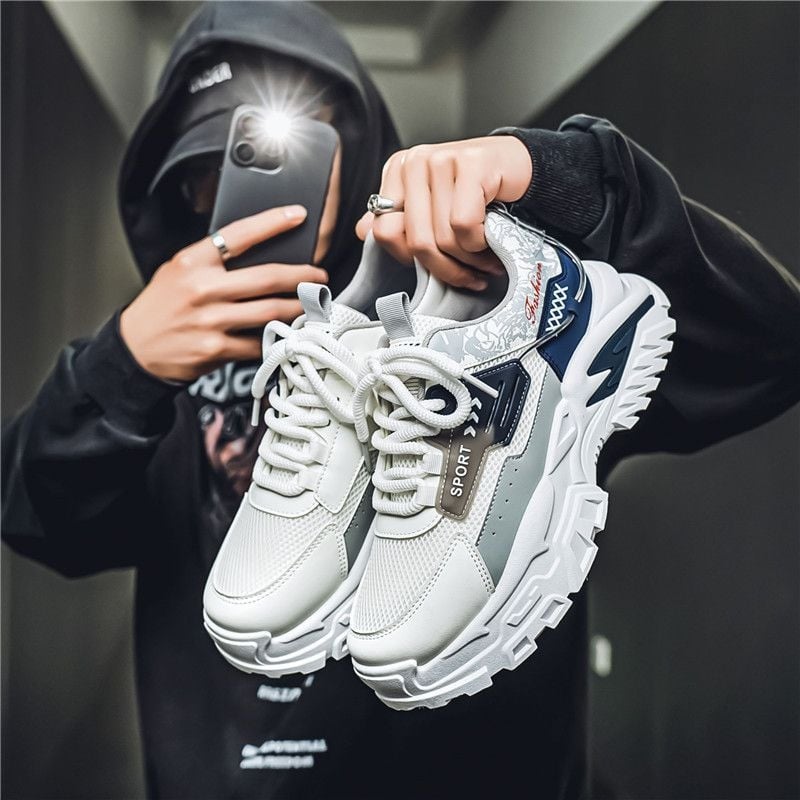 Adidași sport pentru bărbați, din plasă, respirabili, casual, talpă groasă, antiderapant, care cresc înălțimea