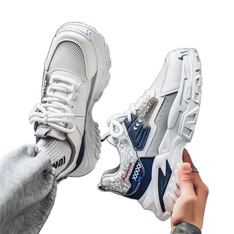 Adidași sport pentru bărbați, din plasă, respirabili, casual, talpă groasă, antiderapant, care cresc înălțimea