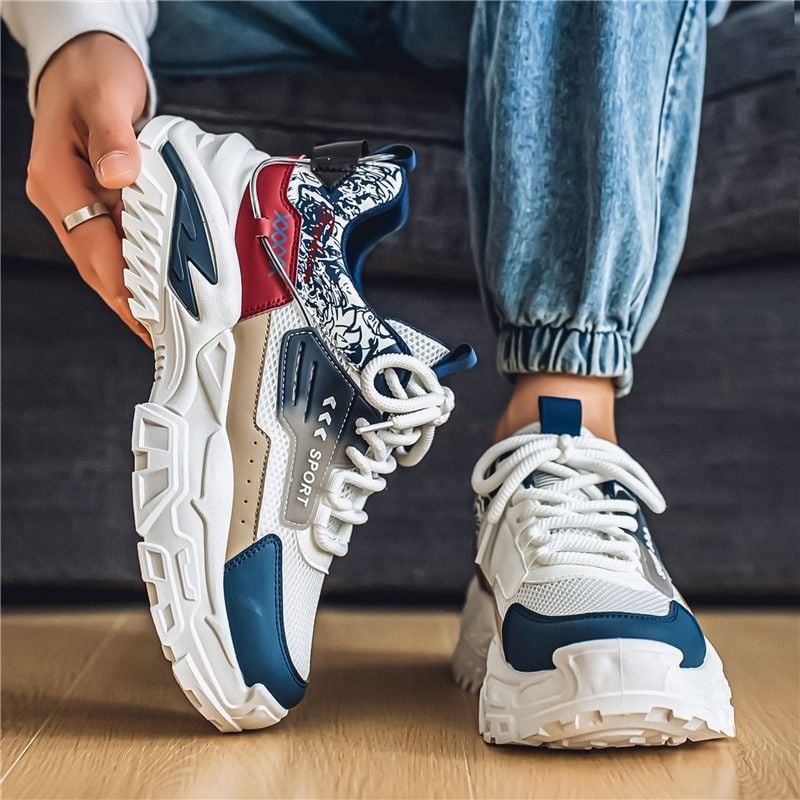 Adidași sport pentru bărbați, din plasă, respirabili, casual, talpă groasă, antiderapant, care cresc înălțimea