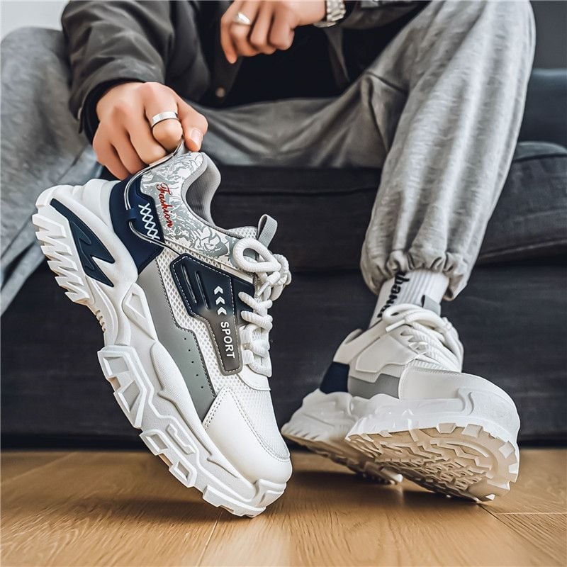 Adidași sport pentru bărbați, din plasă, respirabili, casual, talpă groasă, antiderapant, care cresc înălțimea
