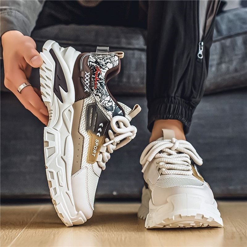 Adidași sport pentru bărbați, din plasă, respirabili, casual, talpă groasă, antiderapant, care cresc înălțimea
