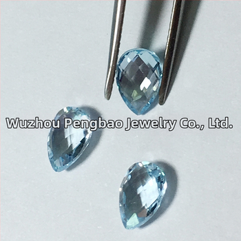 Slzička z nebesky modrého topásu, 4x6 mm, dvojité šachovnicové fazety s dvojitým korytnačím brusom