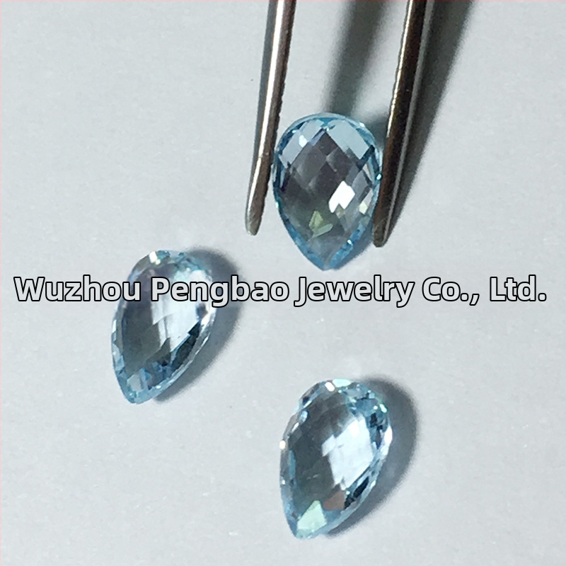 Slzička z nebesky modrého topásu, 4x6 mm, dvojité šachovnicové fazety s dvojitým korytnačím brusom