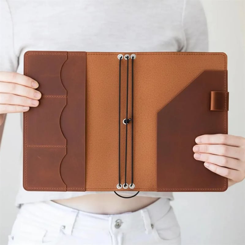 Husă de notebook din piele Crazy Horse, vintage, detașabilă, protecție pentru carte, praf și apă