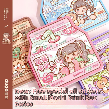 Malý štvorcový zápisník Mochi – diár zo série Drink Box, dievčenský estetický zápisník s nádhernou mriežkou