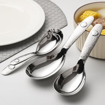 Lingură de supă și linguriță de ceai din oțel inoxidabil 304, lingură mare adâncă pentru servire, stil Nordic, model floral
