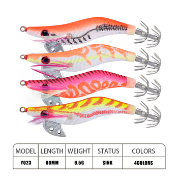 Set de 4 năluci din lemn luminoase pentru pescuitul în mare, 8 cm lungime, 8 g greutate
