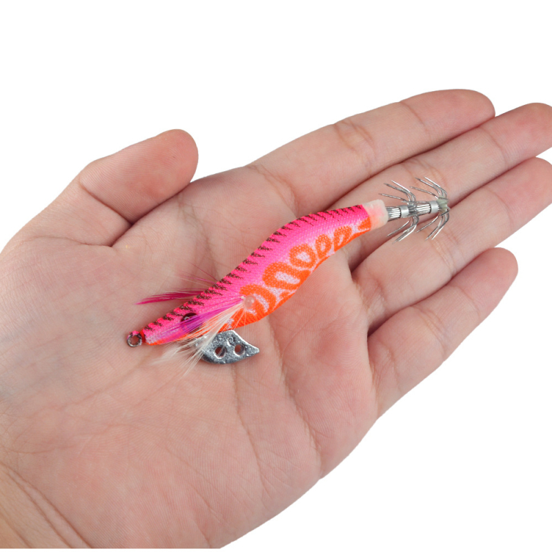 Set de 4 năluci din lemn luminoase pentru pescuitul în mare, 8 cm lungime, 8 g greutate