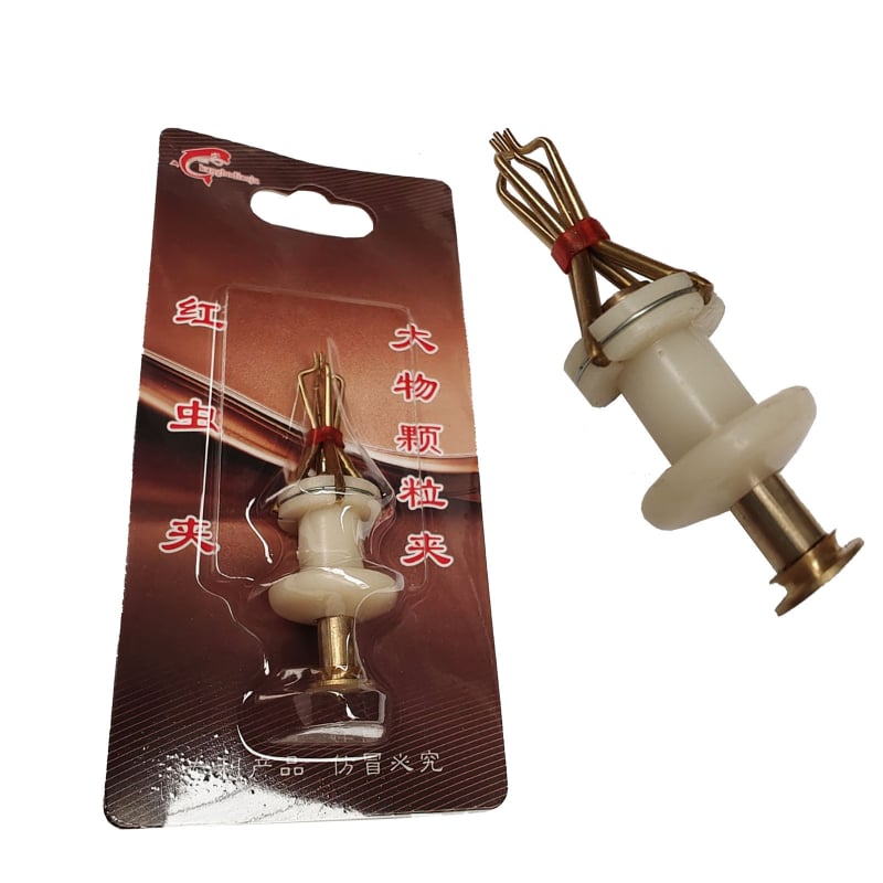 Set de accesorii pentru pescuit: clips pentru viermi roșii cu cap din cupru, dispozitiv de legare a momelii, clips pentru granule, bandă elastică și inel din cauciuc