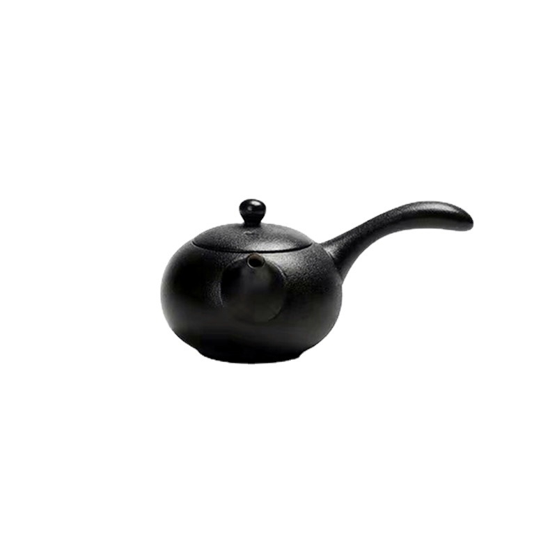 Ceainic din ceramică neagră pentru uz casnic, design modern minimalist, mâner lateral, set Kung Fu din lut mov pentru infuzarea ceaiului, potrivit pentru utilizare direct pe flacără