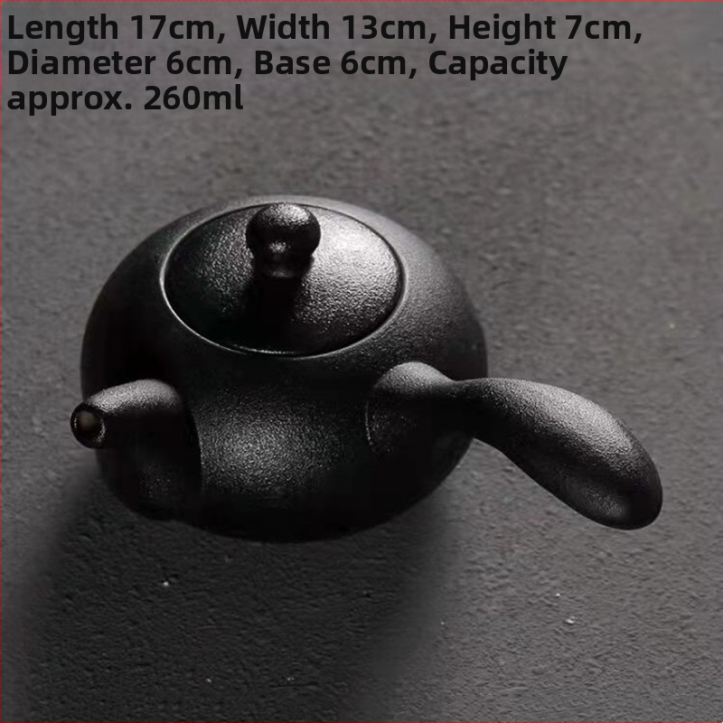 Ceainic din ceramică neagră pentru uz casnic, design modern minimalist, mâner lateral, set Kung Fu din lut mov pentru infuzarea ceaiului, potrivit pentru utilizare direct pe flacără