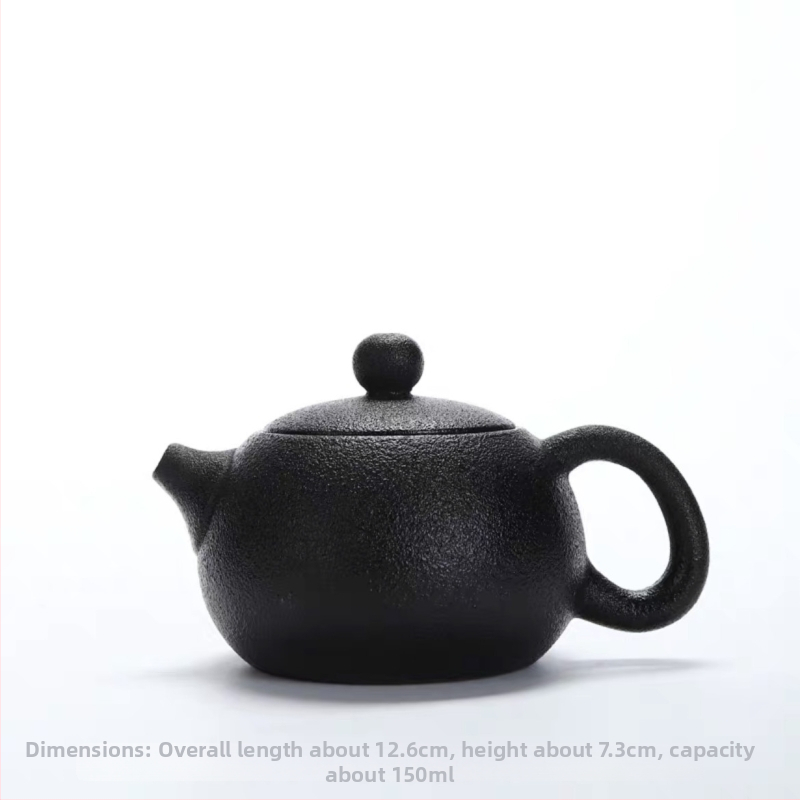 Ceainic din ceramică neagră pentru uz casnic, design modern minimalist, mâner lateral, set Kung Fu din lut mov pentru infuzarea ceaiului, potrivit pentru utilizare direct pe flacără