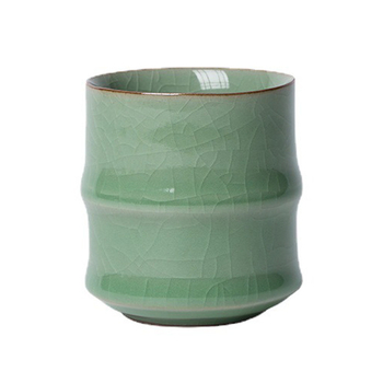 CEAȘĂ de ceai din ceramică Celadon cu segment de bambus, pentru birou și întâlniri cu oaspeți, stil chinezesc, mic bol de ceai pentru acasă