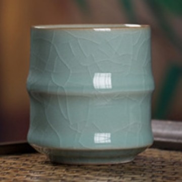 CEAȘĂ de ceai din ceramică Celadon cu segment de bambus, pentru birou și întâlniri cu oaspeți, stil chinezesc, mic bol de ceai pentru acasă