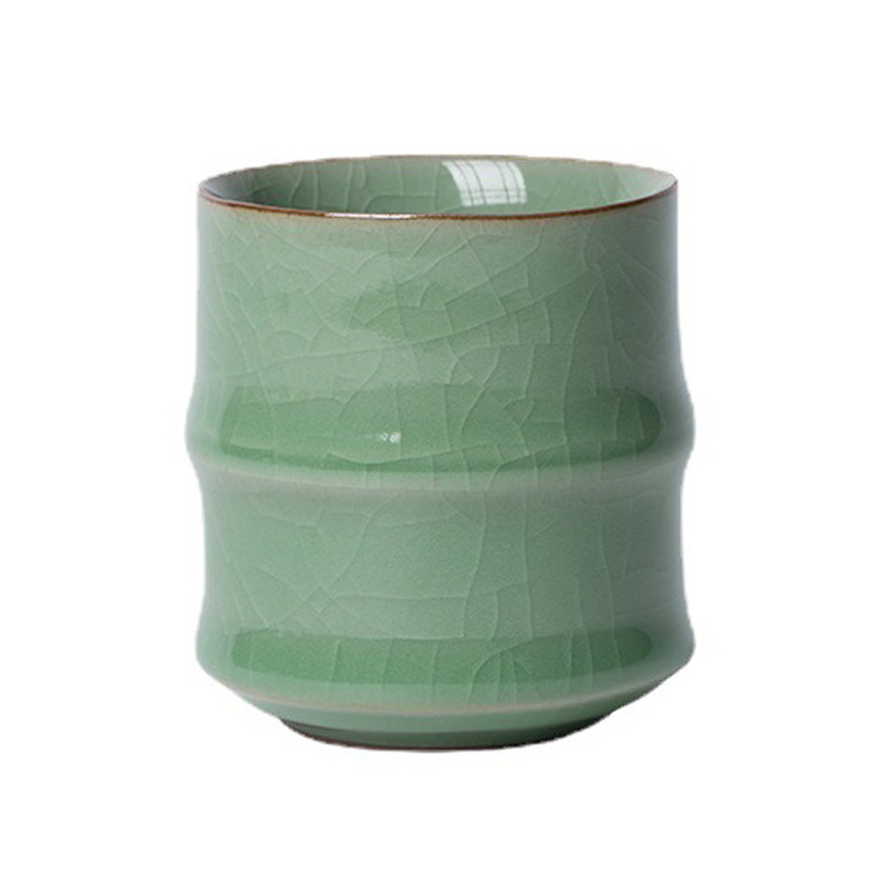 CEAȘĂ de ceai din ceramică Celadon cu segment de bambus, pentru birou și întâlniri cu oaspeți, stil chinezesc, mic bol de ceai pentru acasă