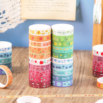 Macaron pasztell washi szalagkészlet – 20 tekercs, retro egyszínű és színes nyomtatott szalagok naplóhoz