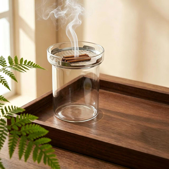 Átlátszó üvegből készült tömjénégető, minimalist nordikus stílus, könnyű luxus teaházhoz, irodához, meditációhoz és dekorációhoz