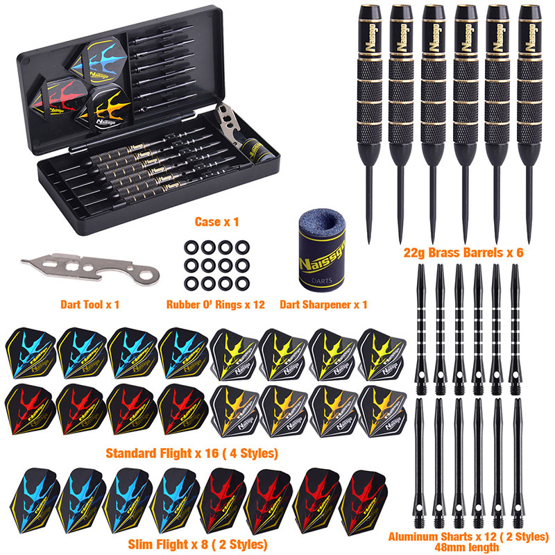 Set de 6 darduri din cupru pur, 22 g fiecare, într-o cutie din plastic