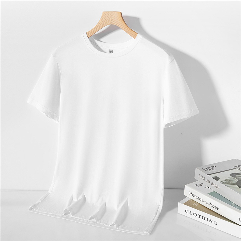 Unisex majica kratkih rukava od ice-silk, brzo sušenje, jednobojna, bijela, okrugli izrez, uski kroj, prilagođeni tisak logotipa