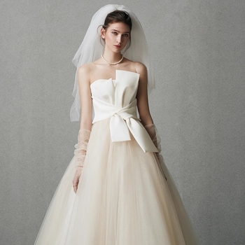 Rochie de mireasă pentru gravide, simplă și ușoară, talie înaltă, croială ce subțiază silueta, cu funda, lungă până la podea, satin, mărime mare