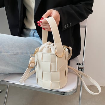 Geantă bucket țesută, design de nișă, stil occidental, primăvară-vară 2025, spațioasă, crossbody în stil coreean pentru femei