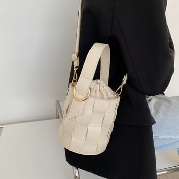 Geantă bucket țesută, design de nișă, stil occidental, primăvară-vară 2025, spațioasă, crossbody în stil coreean pentru femei