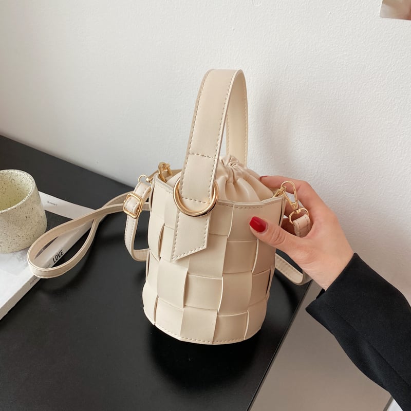 Geantă bucket țesută, design de nișă, stil occidental, primăvară-vară 2025, spațioasă, crossbody în stil coreean pentru femei