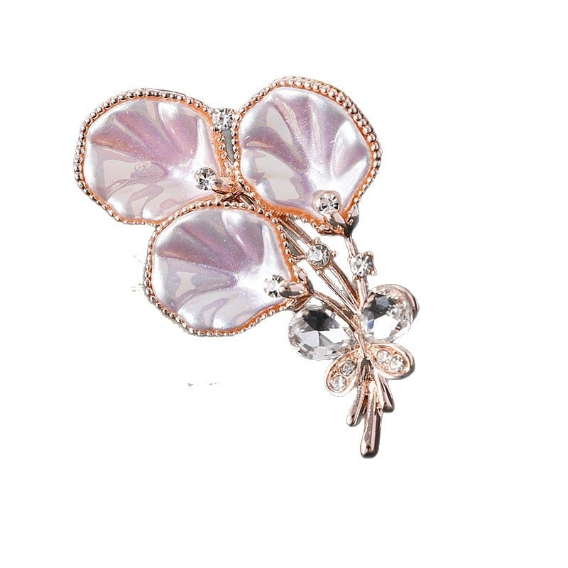 Broșă din perlă și sidef pentru femei, floare elegantă, stil de lux pentru rever