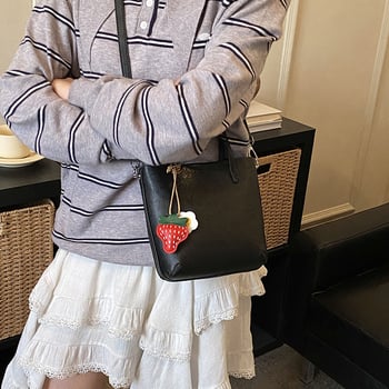 Geantă damă din PU, stil crossbody bucket, primăvara 2026, mică