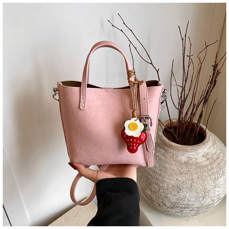 Geantă damă din PU, stil crossbody bucket, primăvara 2026, mică