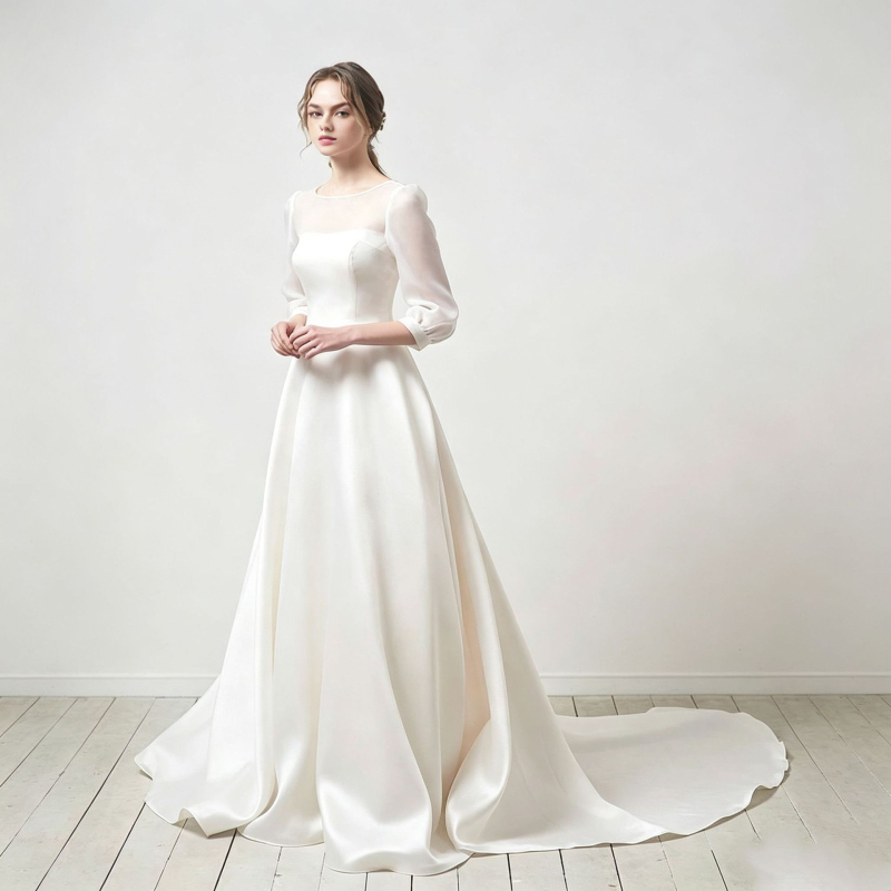 Rochie de mireasă ușoară, stil elegant de basm, blând temperament, design simplu și stilat, rochie cu trenă pentru nuntă de vară