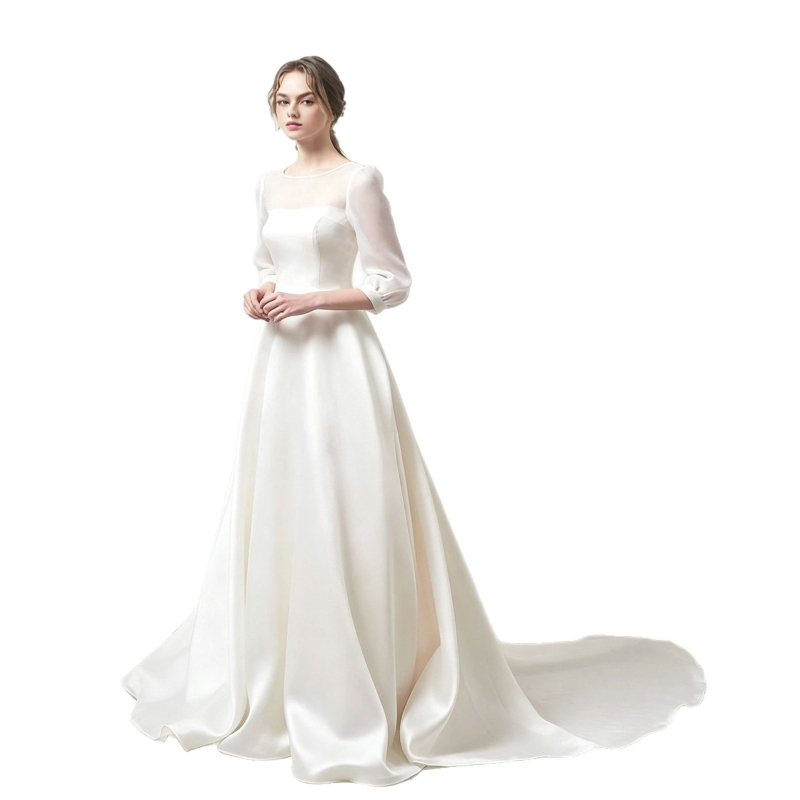 Rochie de mireasă ușoară, stil elegant de basm, blând temperament, design simplu și stilat, rochie cu trenă pentru nuntă de vară
