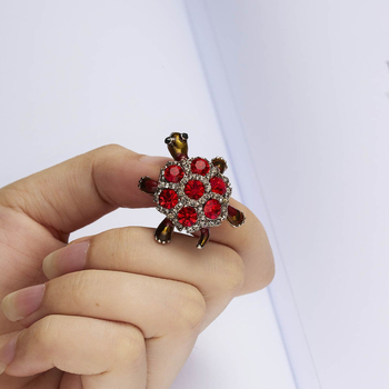 Broșă cu țestoasă și cristale, motiv animal, stil vintage, accesorii pentru haine