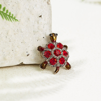 Broșă cu țestoasă și cristale, motiv animal, stil vintage, accesorii pentru haine