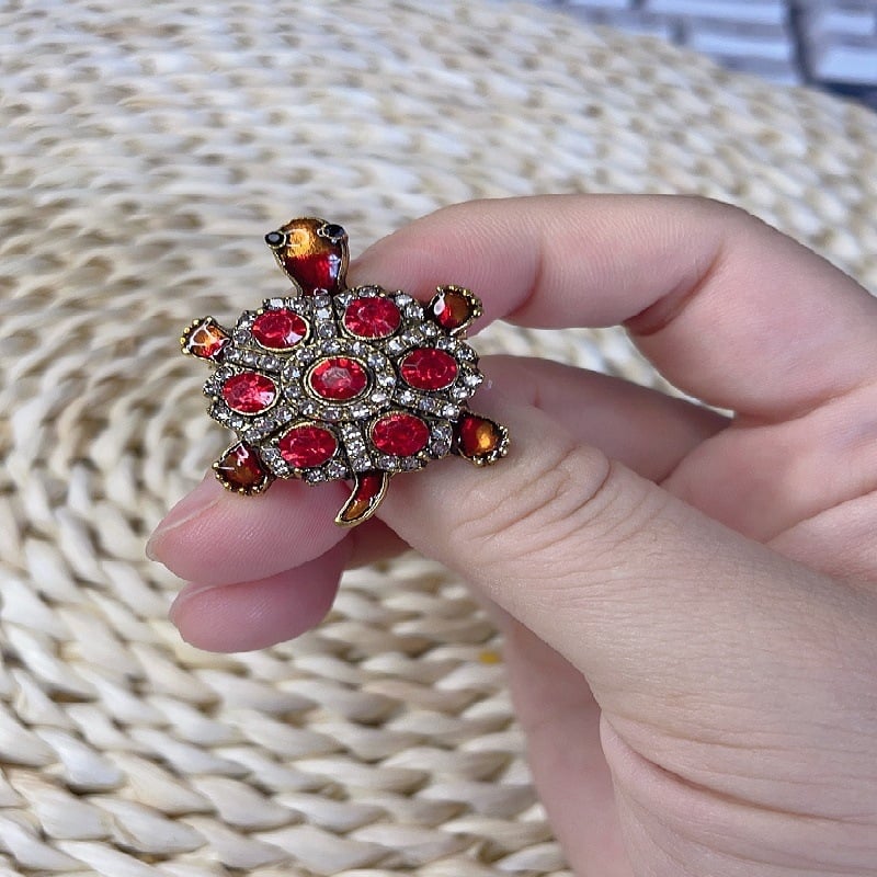 Broșă cu țestoasă și cristale, motiv animal, stil vintage, accesorii pentru haine