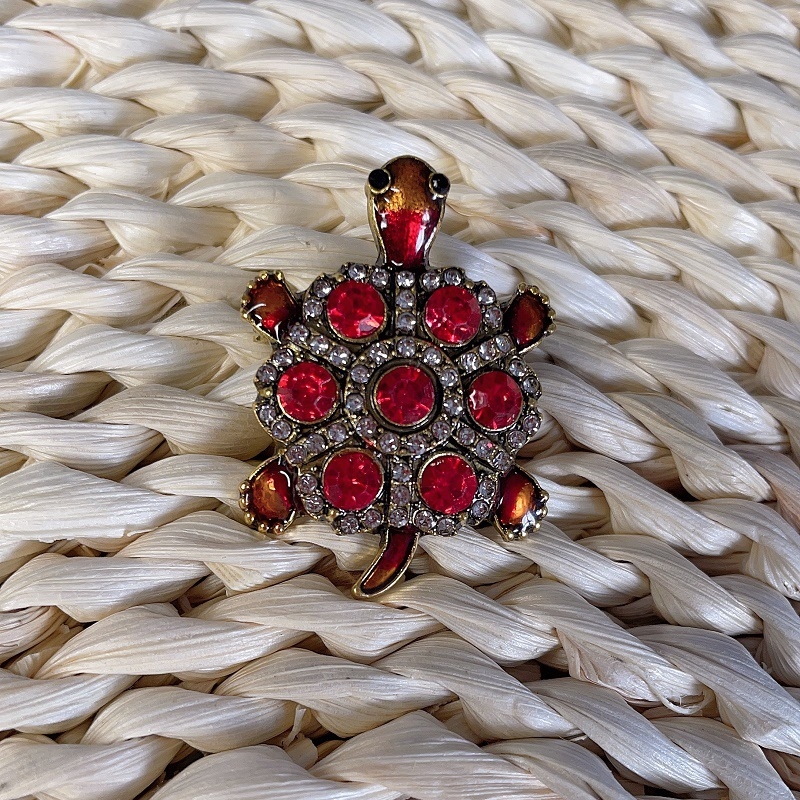 Broșă cu țestoasă și cristale, motiv animal, stil vintage, accesorii pentru haine