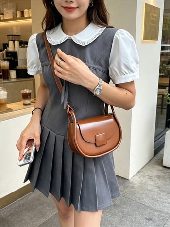 Geantă mică pătrată pentru femei – stil color-block, inspirație japoneză, din PU, geantă pentru telefon, accesorii versatile pentru zi cu zi