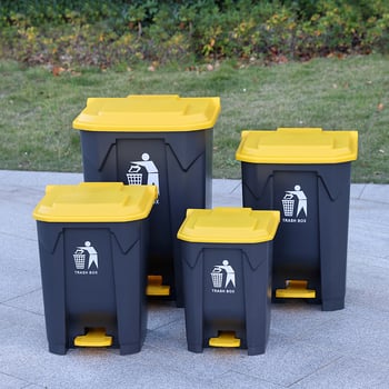 Coș de gunoi cu pedală, plastic, 100 L, cu construcție întărită, pentru bucătării comerciale și curățenie industrială