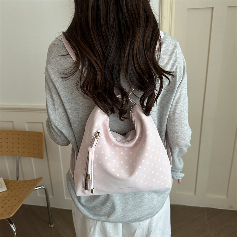 Geantă de oraș cu imprimeu buline, capacitate mare, design simplu și stilat, tote crossbody