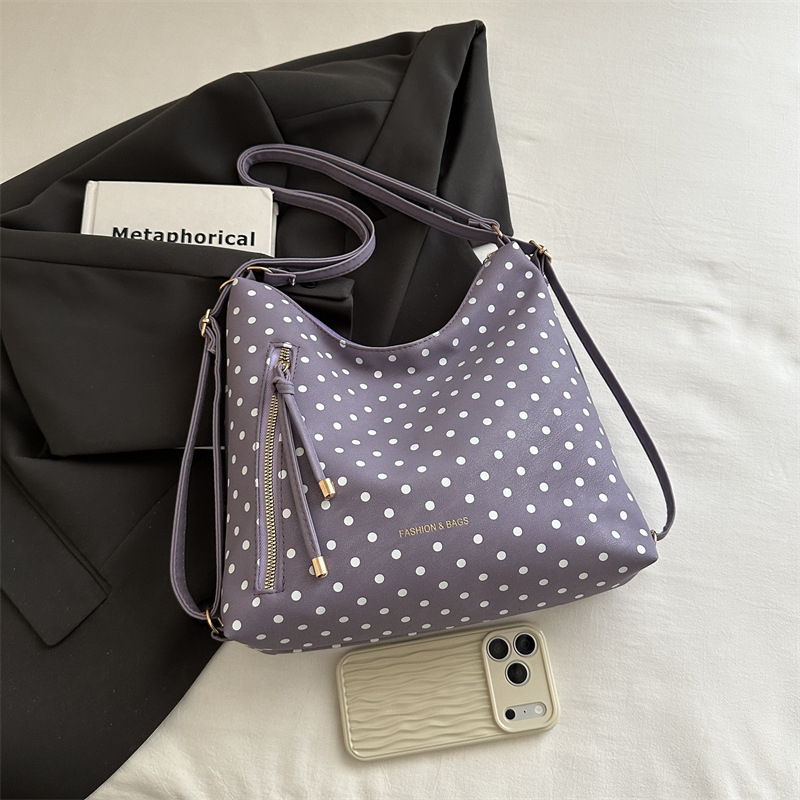 Geantă de oraș cu imprimeu buline, capacitate mare, design simplu și stilat, tote crossbody