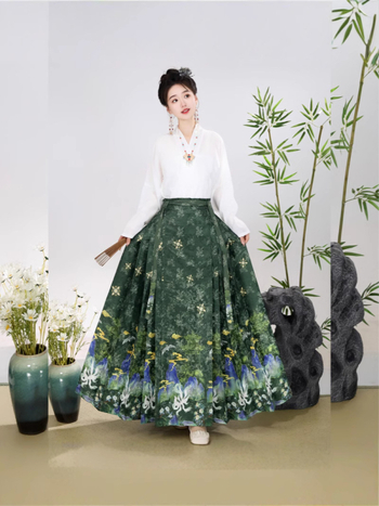 Set de fuste pentru femei, stil tradițional chinezesc, cu design pe panouri decorative, purtare zilnică, croială subțire