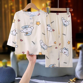 Set de pijamale pentru copii din Lyocell, vară, unisex, cu mânecă lungă, pentru băieți și fete