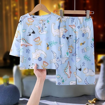 Set de pijamale pentru copii din Lyocell, vară, unisex, cu mânecă lungă, pentru băieți și fete