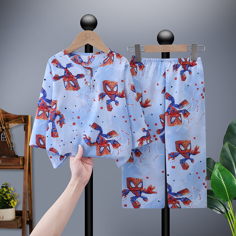 Set de pijamale pentru copii din Lyocell, vară, unisex, cu mânecă lungă, pentru băieți și fete