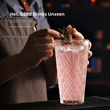 Pohár Collins v japonskom štýle, rovný a zosilnený koktailový pohár na barové použitie, pohár na long drink a studené nápoje, kreatívne gravírovaný miešací pohár