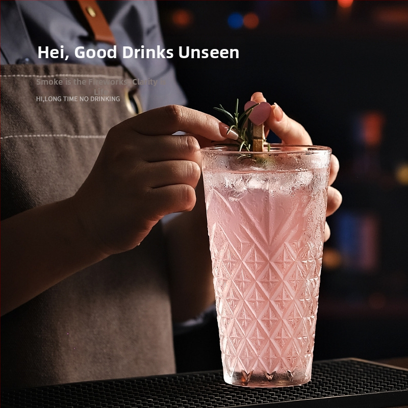 Pohár Collins v japonskom štýle, rovný a zosilnený koktailový pohár na barové použitie, pohár na long drink a studené nápoje, kreatívne gravírovaný miešací pohár