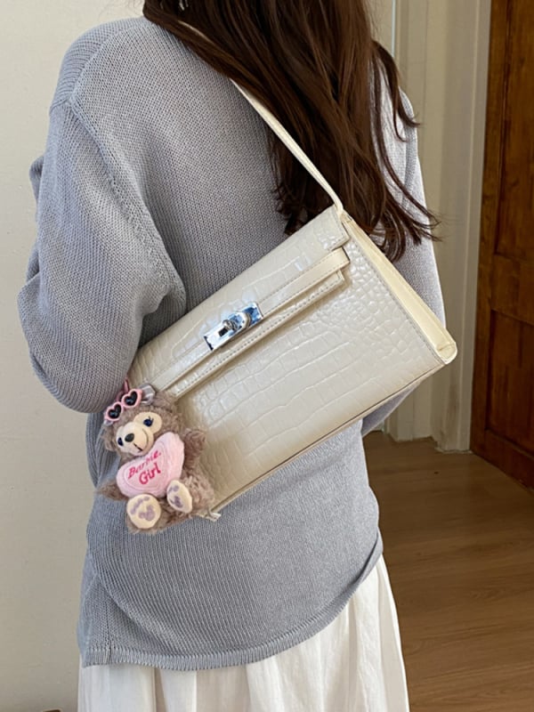Geantă de damă în primăvara 2026, stil urban minimalist, PU, crossbody cu clapă, formă pătrată mică, dimensiune medie