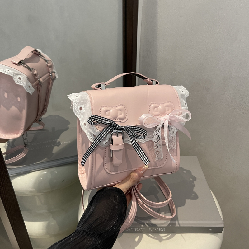 Jesenska 2025 torbica kvadratnog oblika s kapicom i čipkastom mašnom, crossbody preko ramena za žene, moderna i svestrana mala torbica