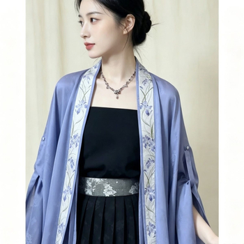 Set Hanfu de vară: top cu mâneci scurte, fustă plisată, cardigan îmbunătățit și jachetă în stil chinezesc modern, pentru purtare zilnică