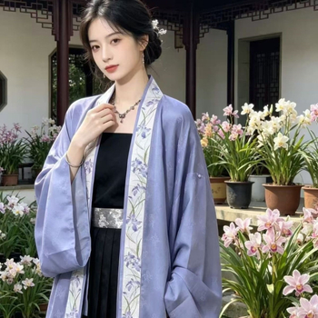 Set Hanfu de vară: top cu mâneci scurte, fustă plisată, cardigan îmbunătățit și jachetă în stil chinezesc modern, pentru purtare zilnică